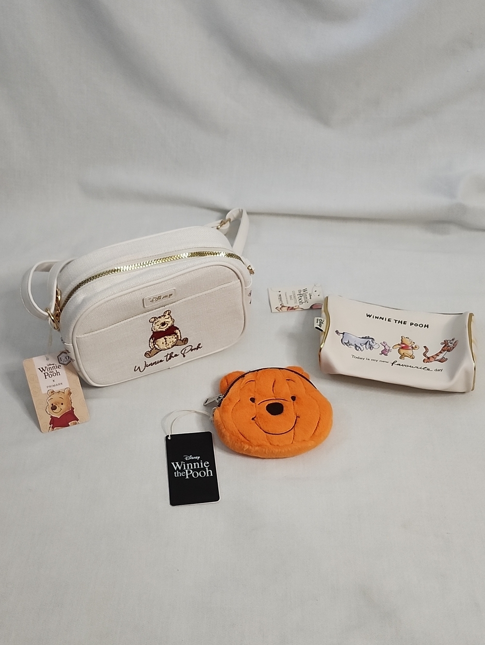 Winnie the Pooh Canvas Crossbody Bag, Pouch and Wristlet Set
